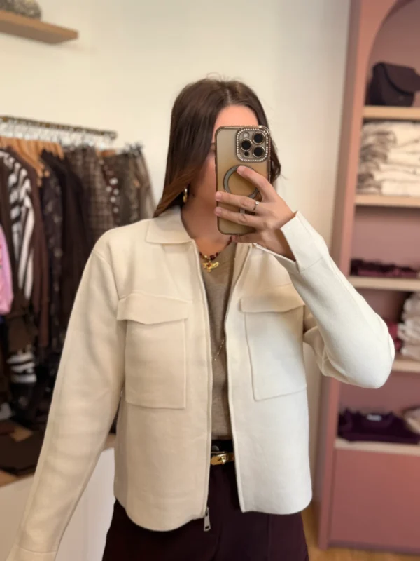 Cardigan zippé femme écru à poches, taille unique | Dream By C