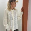Chemise gaze de coton brodée beige femme | Dream By C