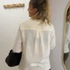 Chemise gaze de coton brodée beige femme | Dream By C
