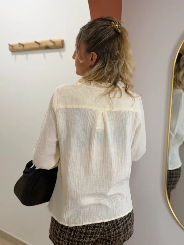 Chemise gaze de coton brodée beige femme | Dream By C
