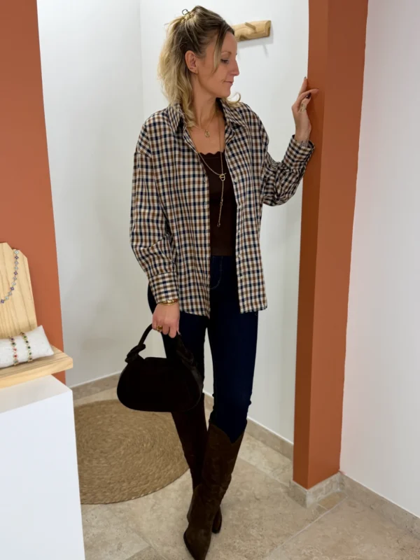 Chemise oversize à carreaux femme, col chemise | Dream By C