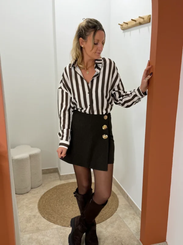 Chemise rayée marron femme, chocolat et écru | Dream By C