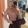 Chemise rayée rose femme, rayures roses bordeaux | Dream By C