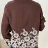 Chemisier court brodé chocolat femme, broderies | Dream By C