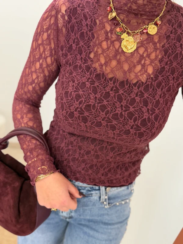 Débardeur maille prune femme, près du corps | Dream By C