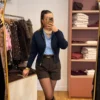 Gilet col montant femme bleu marine, taille unique | Dream By C