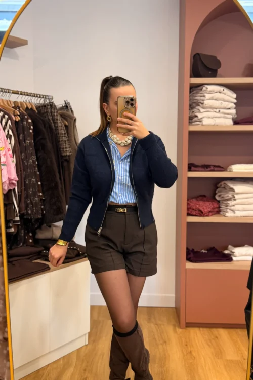 Gilet col montant femme bleu marine, taille unique | Dream By C