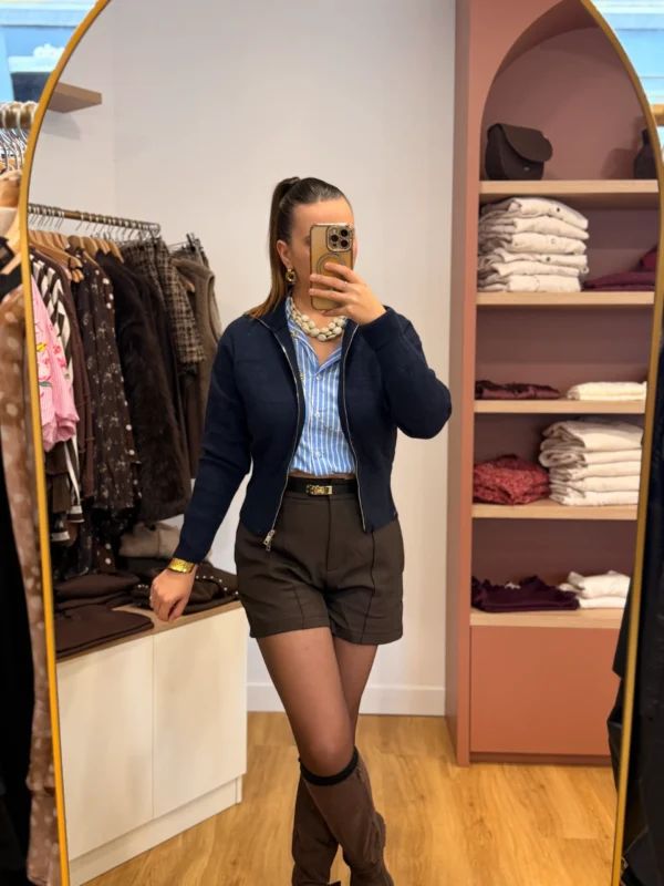 Gilet col montant femme bleu marine, taille unique | Dream By C