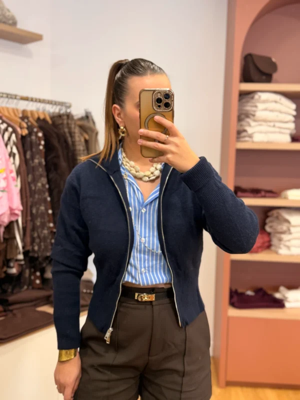 Gilet col montant femme bleu marine, taille unique | Dream By C