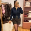 Gilet col montant femme bleu marine, taille unique | Dream By C
