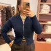 Gilet col montant femme bleu marine, taille unique | Dream By C