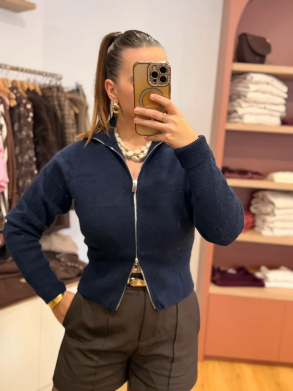 Gilet col montant femme bleu marine, taille unique | Dream By C