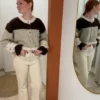 Gilet rayé chocolat femme, manches bouffantes | Dream By C