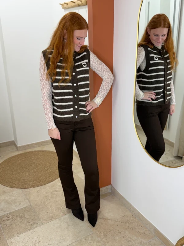 Gilet sans manches rayé chocolat femme | Dream By C