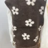 Gilet sherpa enfant chocolat à fleurs écrues | Dream By C