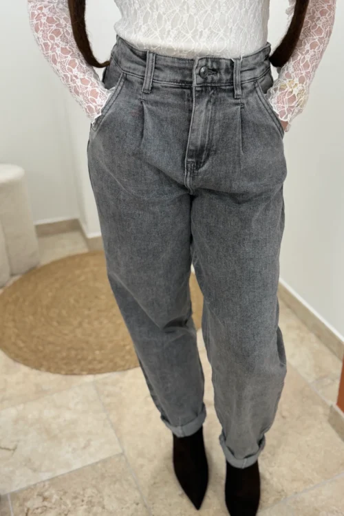 jean-ballon-gris-femme Jean ballon gris femme taille haute, du 34 au 42 | Dream By C