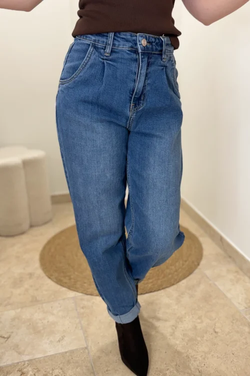 jean-balloon-bleu-femme Jean balloon bleu femme, taille haute, du 34 au 42 | Dream By C