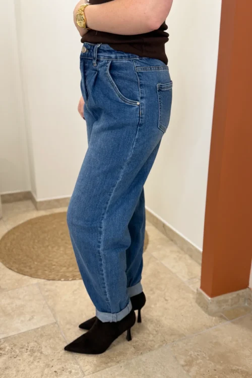 Jean balloon bleu femme, taille haute, du 34 au 42 | Dream By C