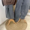 Jean large gris femme à strass sur la jambe | Dream By C