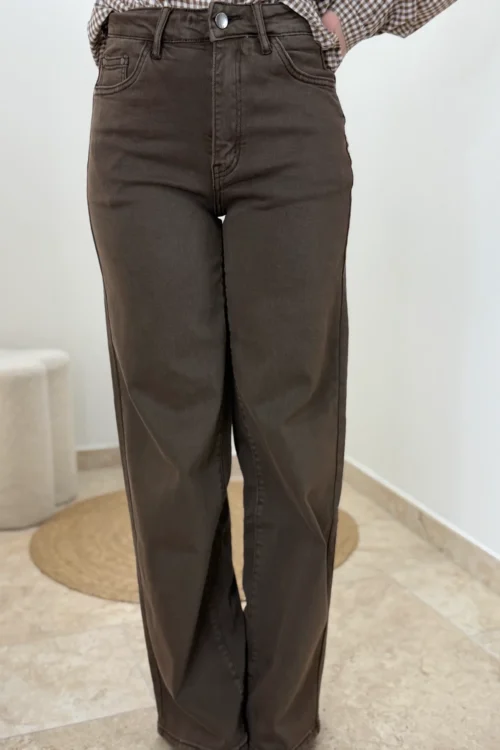 Jean large marron femme coupe wide | Dream By C