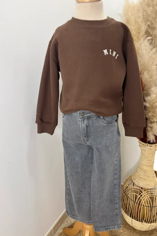 -jean-wide-enfant-gris Jean wide enfant gris à cœur brodé doré, 2 à 12 ans | Dream By C