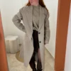 Manteau long laine femme taupe et écru quadrillé | Dream By C