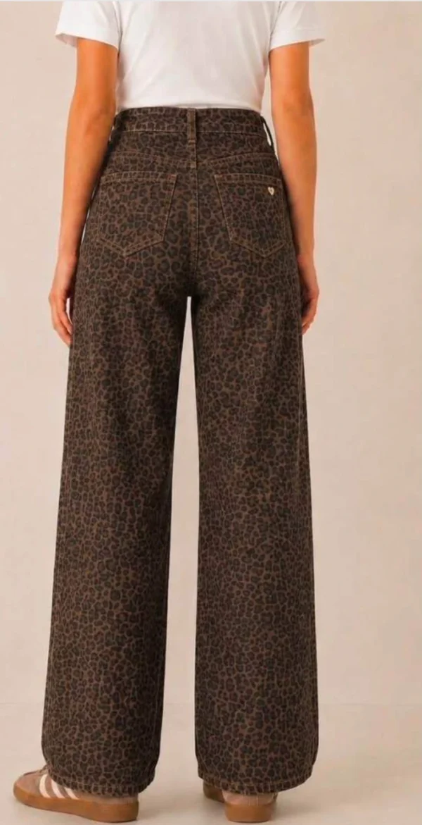 Pantalon léopard femme coupe wide, fond camel | Dream By C