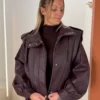 Perfecto bordeaux femme en simili cuir grainé | Dream By C