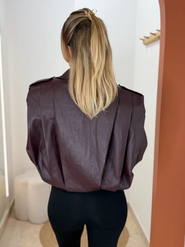 Perfecto bordeaux femme en simili cuir grainé | Dream By C