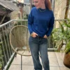 Pull bleu col rond femme B.Young, maille douce | Dream By C