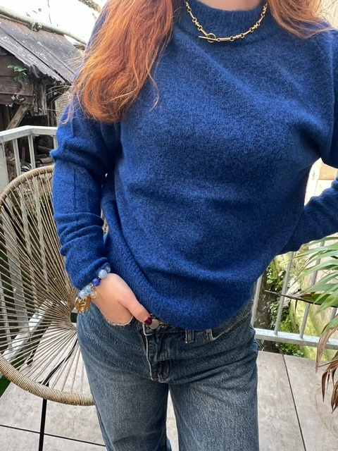 Pull bleu col rond femme B.Young, maille douce | Dream By C
