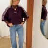 Pull bordeaux amour femme, brodé rose poudré | Dream By C