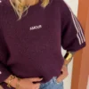 Pull bordeaux amour femme, brodé rose poudré | Dream By C