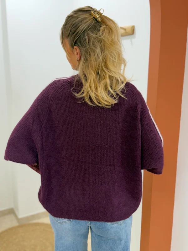 Pull bordeaux amour femme, brodé rose poudré | Dream By C