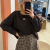 Pull chocolat cœur femme oversize, patch blanc | Dream By C