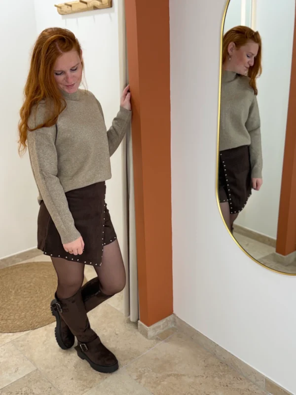 Pull col cheminée femme : taupe ou chocolat, 34-40 | Dream By C