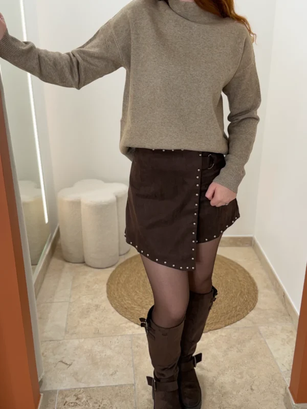 Pull col cheminée femme : taupe ou chocolat, 34-40 | Dream By C