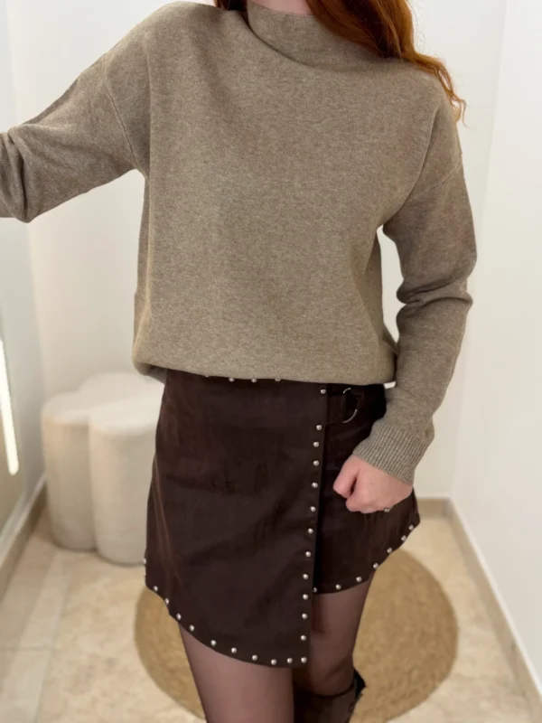 Pull col cheminée femme : taupe ou chocolat, 34-40 | Dream By C