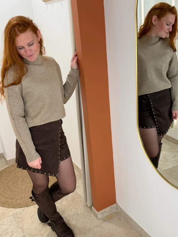 Pull col cheminée femme : taupe ou chocolat, 34-40 | Dream By C