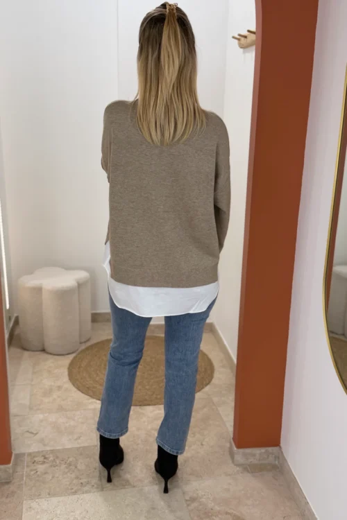 Pull col montant femme taupe, oversize, du 34 au 46 | Dream By C