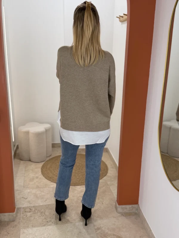 Pull col montant femme taupe, oversize, du 34 au 46 | Dream By C