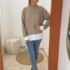 Pull col montant femme taupe, oversize, du 34 au 46 | Dream By C