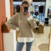 Pull col montant femme taupe, oversize, du 34 au 46 | Dream By C