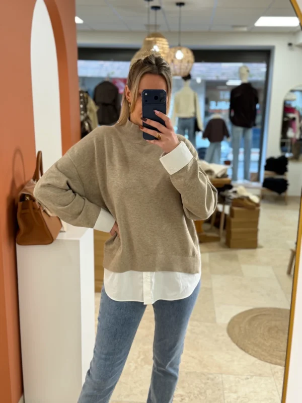 Pull col montant femme taupe, oversize, du 34 au 46 | Dream By C