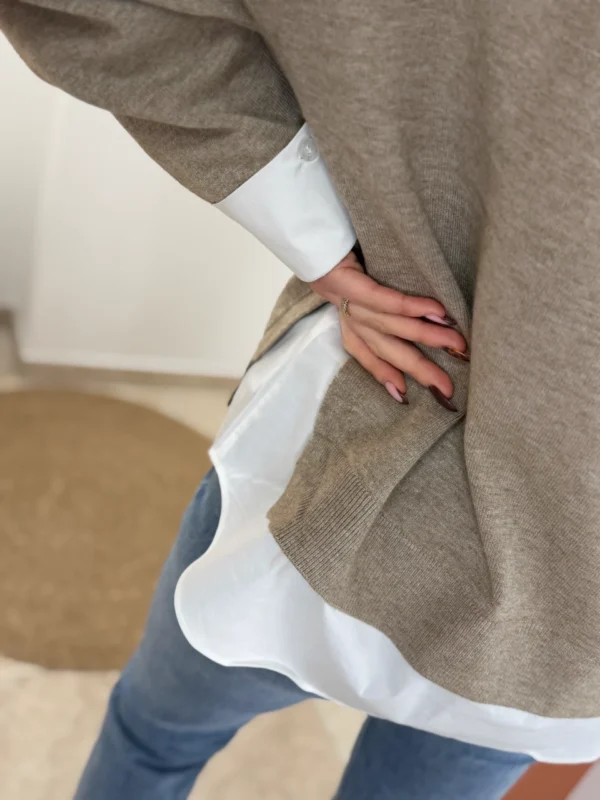 Pull col montant femme taupe, oversize, du 34 au 46 | Dream By C