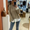 Pull col montant femme taupe, oversize, du 34 au 46 | Dream By C