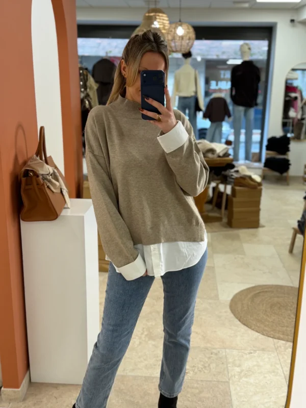 Pull col montant femme taupe, oversize, du 34 au 46 | Dream By C