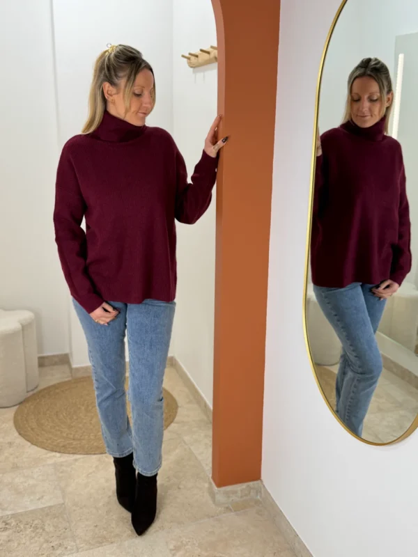 Pull coloré femme à col roulé côtelé, 3 coloris | Dream By C