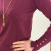 Pull fin boutons dorés femme, col rond, 4 coloris | Dream By C