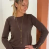 Pull fin boutons dorés femme, col rond, 4 coloris | Dream By C